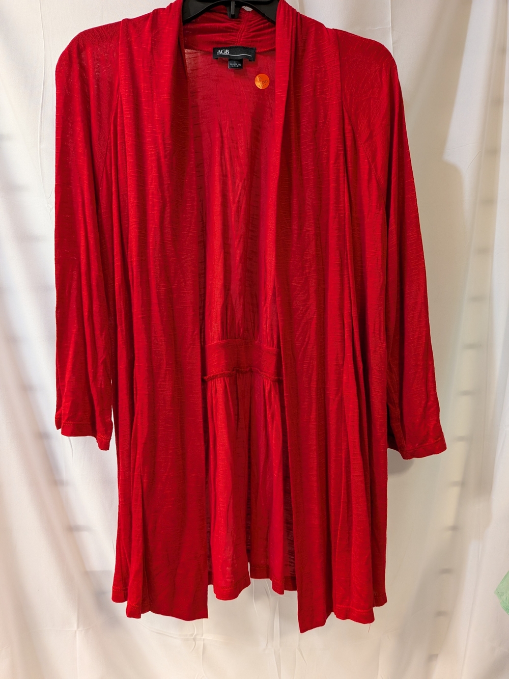 AGB Red Lightweight Open-Front Drape Cardigan